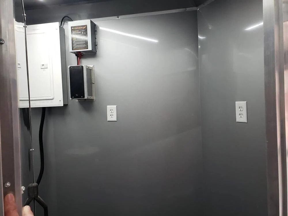 8.5' x 32' Black BBQ Porch Concession Food Trailer with Restroom