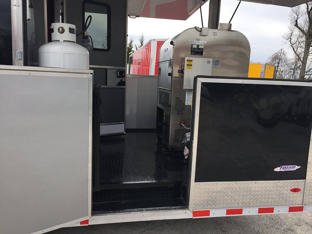927-8.5-x-32-black-bbq-porch-concession-food-trailer-with-restroom-and-appliances-12.jpg 8.5' x 32' Black BBQ Porch Concession Food Trailer with Restroom and Appliances