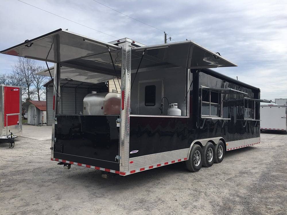 927-8.5-x-32-black-bbq-porch-concession-food-trailer-with-restroom-and-appliances-15.jpg 8.5' x 32' Black BBQ Porch Concession Food Trailer with Restroom and Appliances