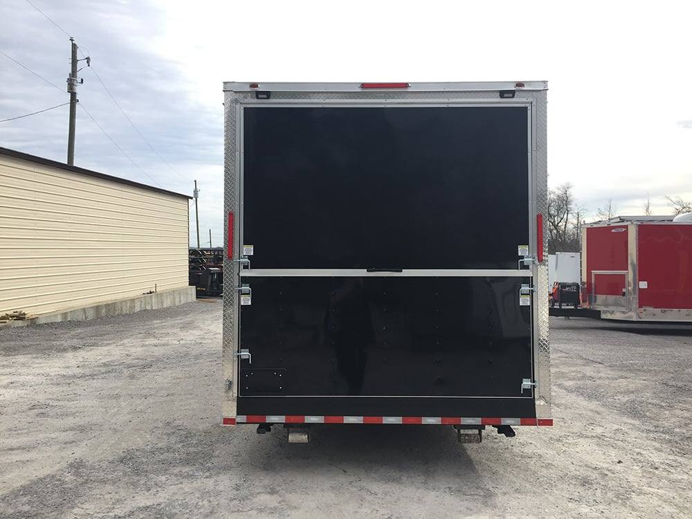 927-8.5-x-32-black-bbq-porch-concession-food-trailer-with-restroom-and-appliances-7.jpg 8.5' x 32' Black BBQ Porch Concession Food Trailer with Restroom and Appliances