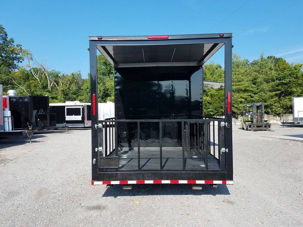 928-8.5-x-32-black-on-black-bbq-porch-concession-food-trailer-10.jpg 8.5' x 32' Black on Black BBQ Porch Concession Food Trailer