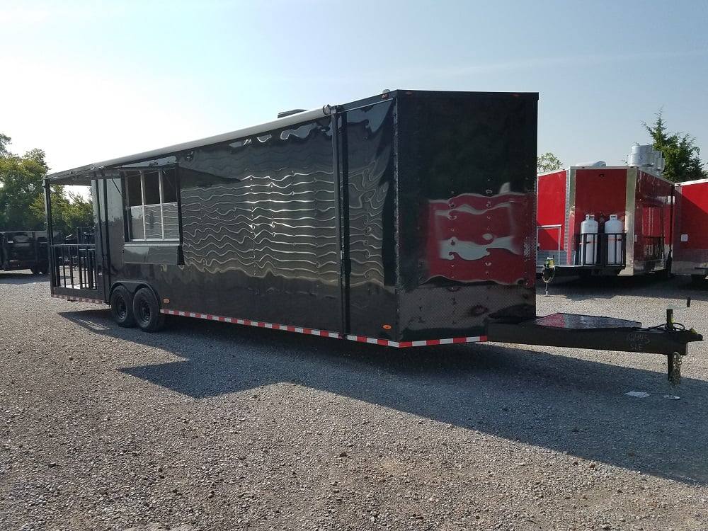 928-8.5-x-32-black-on-black-bbq-porch-concession-food-trailer-15.jpg 8.5' x 32' Black on Black BBQ Porch Concession Food Trailer