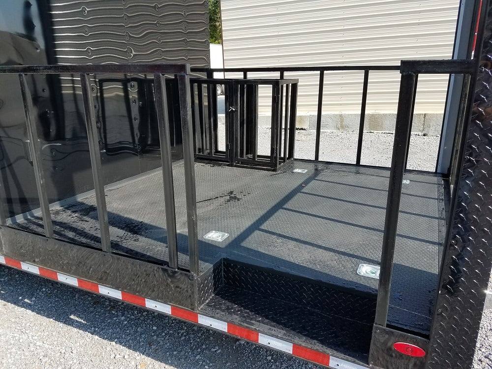 928-8.5-x-32-black-on-black-bbq-porch-concession-food-trailer-4.jpg 8.5' x 32' Black on Black BBQ Porch Concession Food Trailer