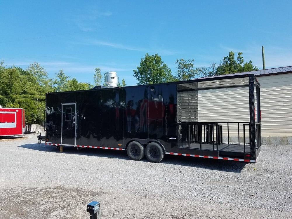 928-8.5-x-32-black-on-black-bbq-porch-concession-food-trailer-8.jpg 8.5' x 32' Black on Black BBQ Porch Concession Food Trailer