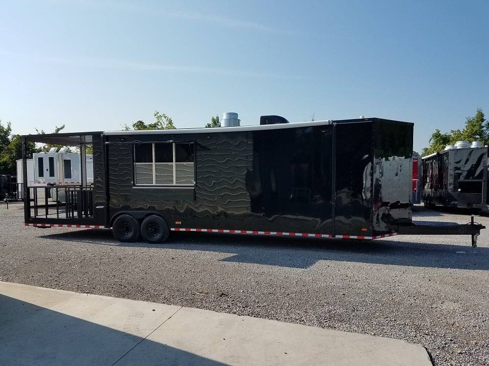 928-8.5-x-32-black-on-black-bbq-porch-concession-food-trailer-9.jpg 8.5' x 32' Black on Black BBQ Porch Concession Food Trailer