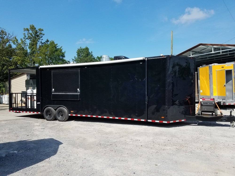 929-8.5-x-32-black-on-black-bbq-porch-concession-food-trailer-with-appliances-10.jpg 8.5' x 32' Black on Black BBQ Porch Concession Food Trailer With Appliances