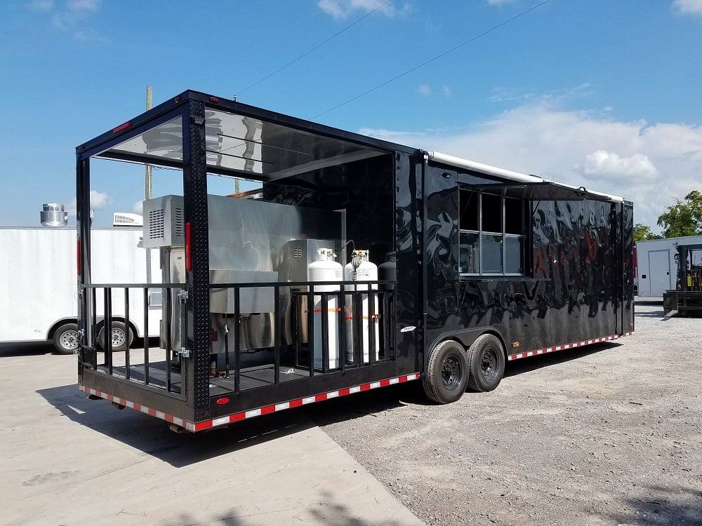 929-8.5-x-32-black-on-black-bbq-porch-concession-food-trailer-with-appliances-21.jpg 8.5' x 32' Black on Black BBQ Porch Concession Food Trailer With Appliances