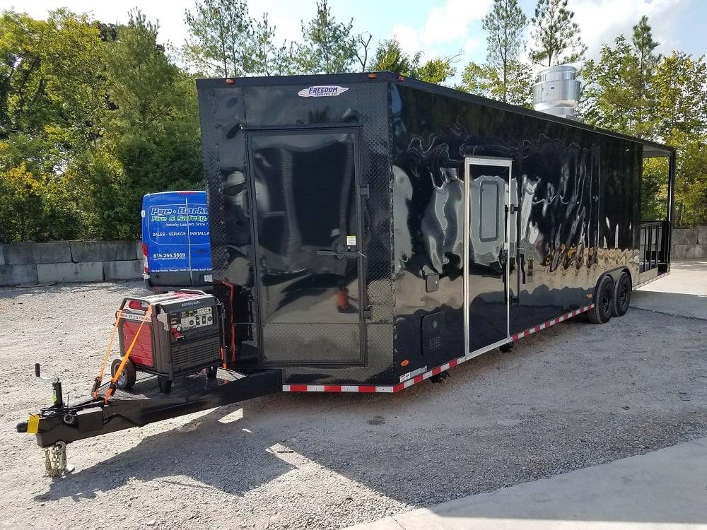 929-8.5-x-32-black-on-black-bbq-porch-concession-food-trailer-with-appliances-3.jpg 8.5' x 32' Black on Black BBQ Porch Concession Food Trailer With Appliances