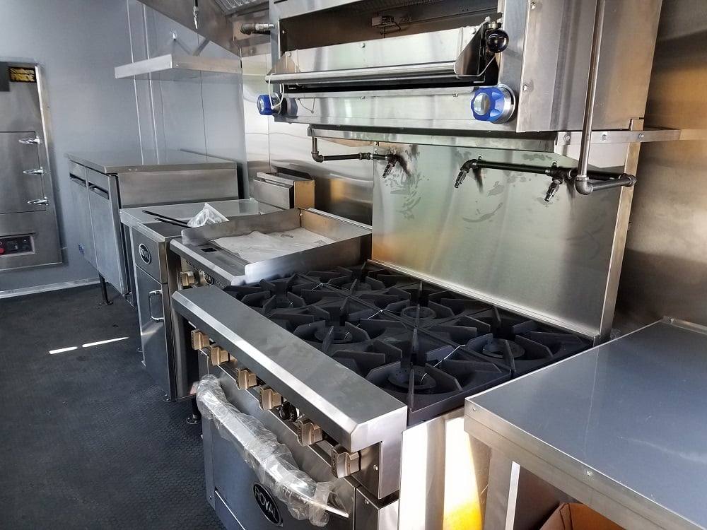 929-8.5-x-32-black-on-black-bbq-porch-concession-food-trailer-with-appliances-4.jpg 8.5' x 32' Black on Black BBQ Porch Concession Food Trailer With Appliances