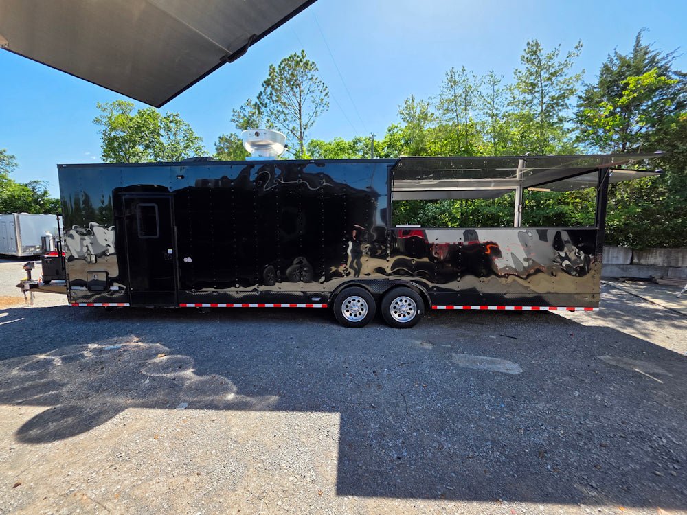 931-8.5-x-32-black-with-blackout-bbq-porch-concession-trailer-with-12ft-porch-11.jpg 8.5' X 32' Black With Blackout BBQ Porch Concession Trailer With 12ft Porch
