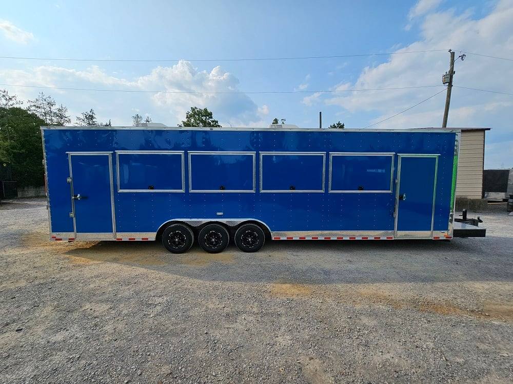 8.5' X 32' Blue Video Game Arcade Concession Trailer