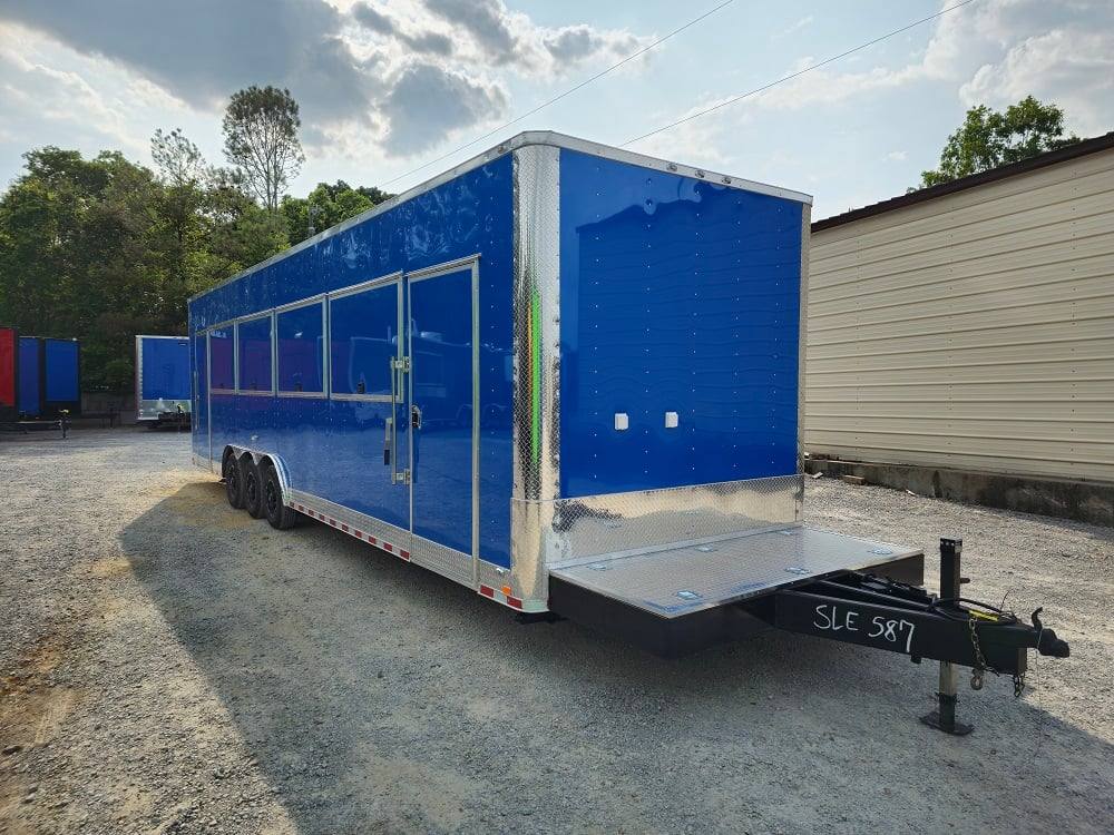 8.5' X 32' Blue Video Game Arcade Concession Trailer