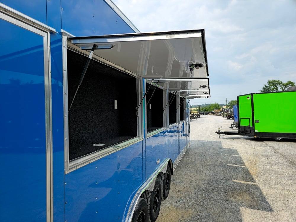8.5' X 32' Blue Video Game Arcade Concession Trailer
