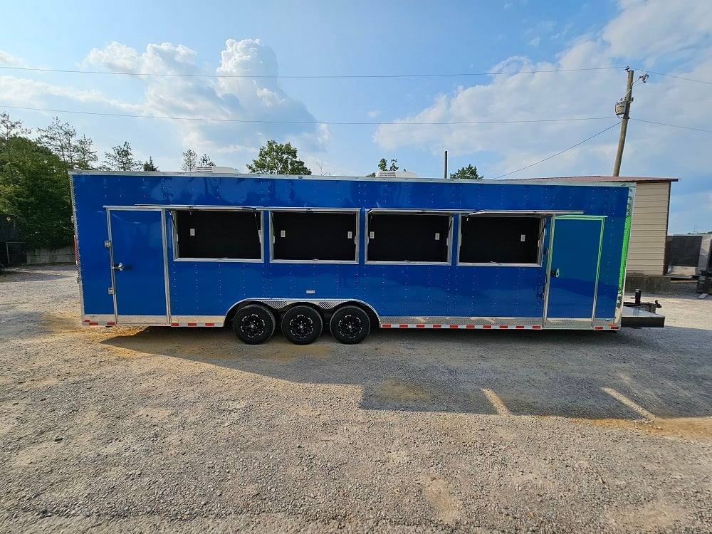 8.5' X 32' Blue Video Game Arcade Concession Trailer