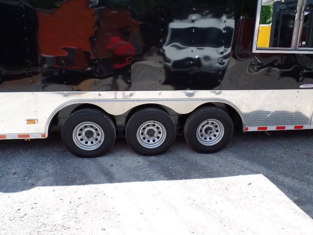 933-8.5-x-32-concession-black-bbq-food-trailer-with-appliances-3.jpg 8.5' x 32' Concession Black BBQ Food Trailer With Appliances