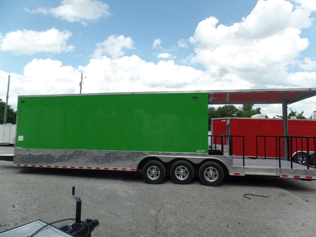 8.5' x 32' Lime Green Catering BBQ Food Event Concession Trailer