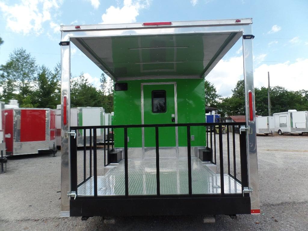 8.5' x 32' Lime Green Catering BBQ Food Event Concession Trailer