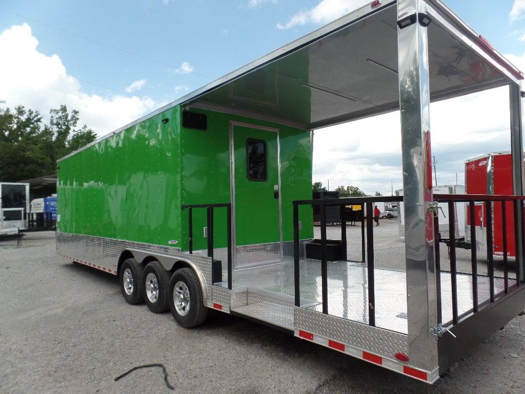 8.5' x 32' Lime Green Catering BBQ Food Event Concession Trailer