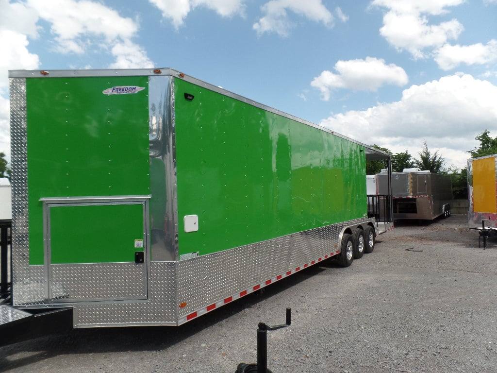 8.5' x 32' Lime Green Catering BBQ Food Event Concession Trailer