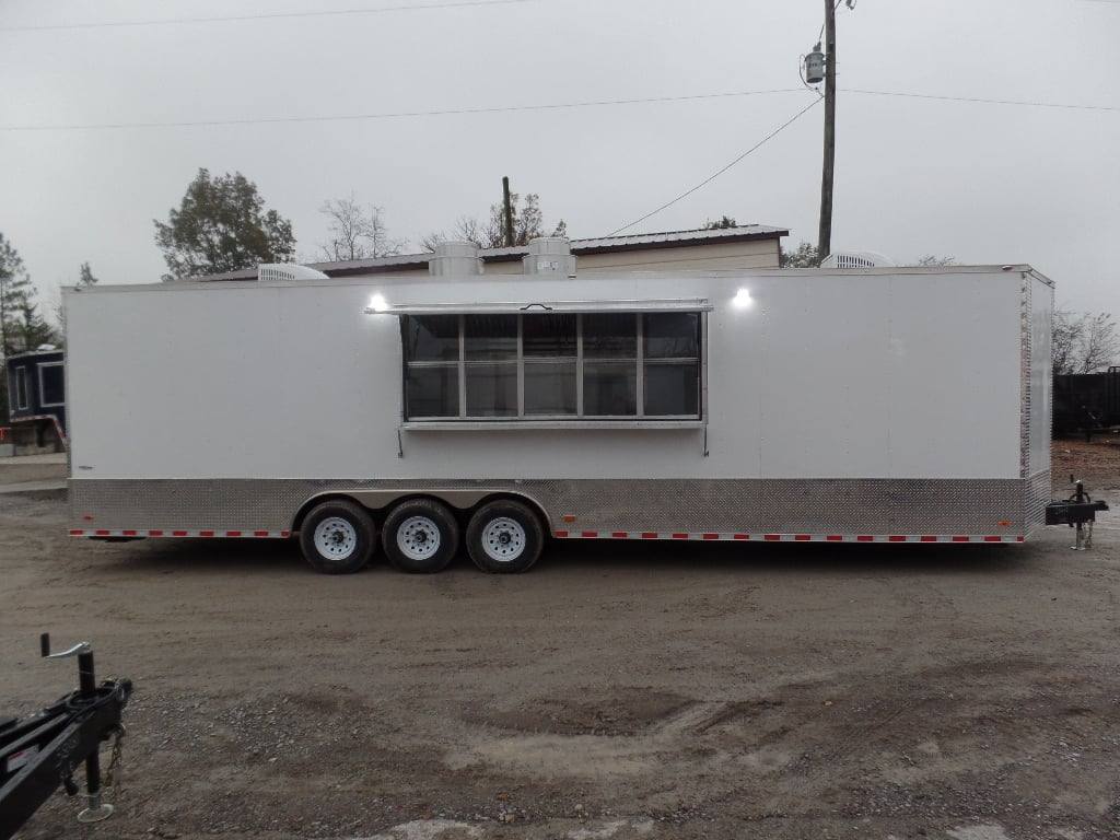 943-8.5-x-32-white-food-concession-trailer-with-appliances-1.jpg 8.5' x 32' White Food Concession Trailer With Appliances