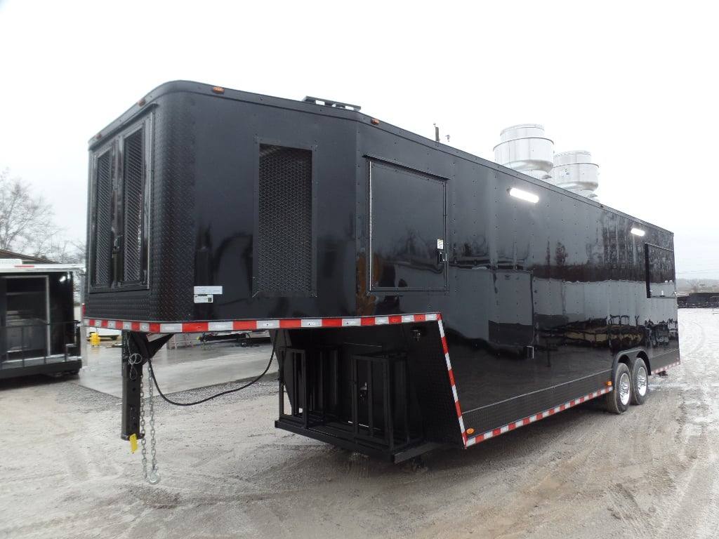 949-8.5-x-34-black-goose-neck-concession-food-trailer-2.jpg 8.5' x 34' Black Goose Neck Concession Food Trailer