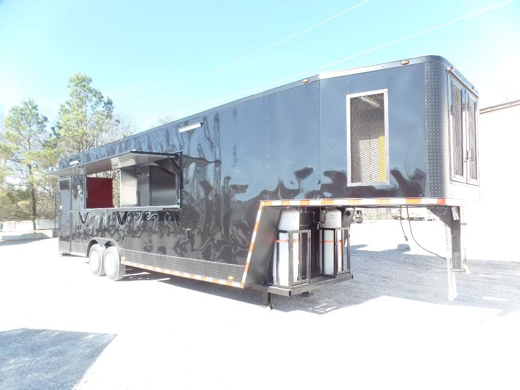 950-8.5-x-34-black-goose-neck-concession-food-trailer-with-appliances-17.jpg 8.5' x 34' Black Goose Neck Concession Food Trailer With Appliances