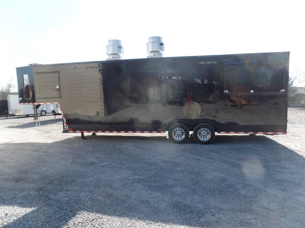 950-8.5-x-34-black-goose-neck-concession-food-trailer-with-appliances-2.jpg 8.5' x 34' Black Goose Neck Concession Food Trailer With Appliances
