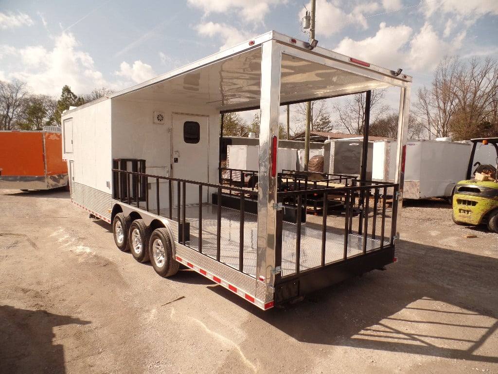 952-8.5-x-34-goose-neck-white-bbq-concession-food-trailer-25.jpg 8.5' x 34' Goose-neck White BBQ Concession Food Trailer