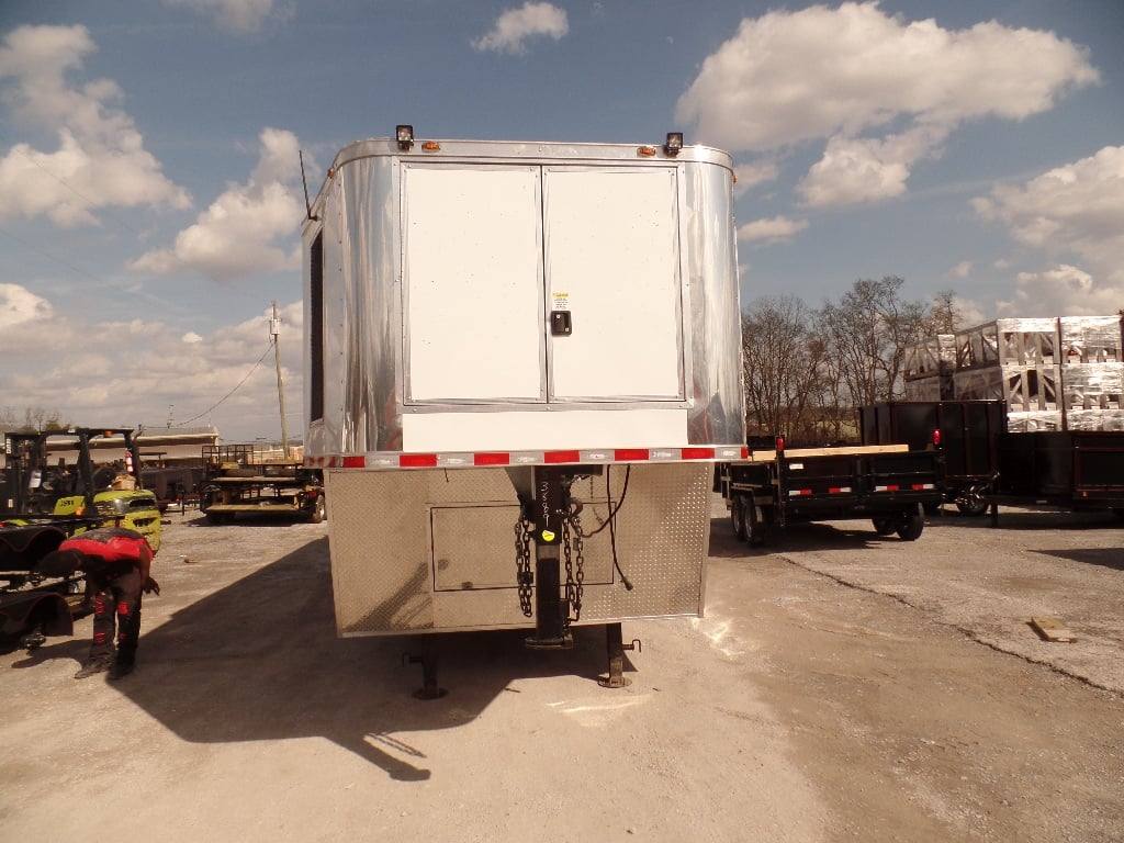 952-8.5-x-34-goose-neck-white-bbq-concession-food-trailer-27.jpg 8.5' x 34' Goose-neck White BBQ Concession Food Trailer