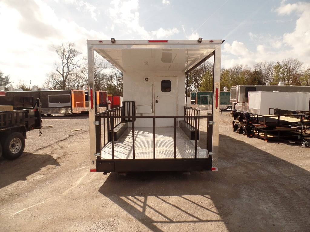 952-8.5-x-34-goose-neck-white-bbq-concession-food-trailer-28.jpg 8.5' x 34' Goose-neck White BBQ Concession Food Trailer