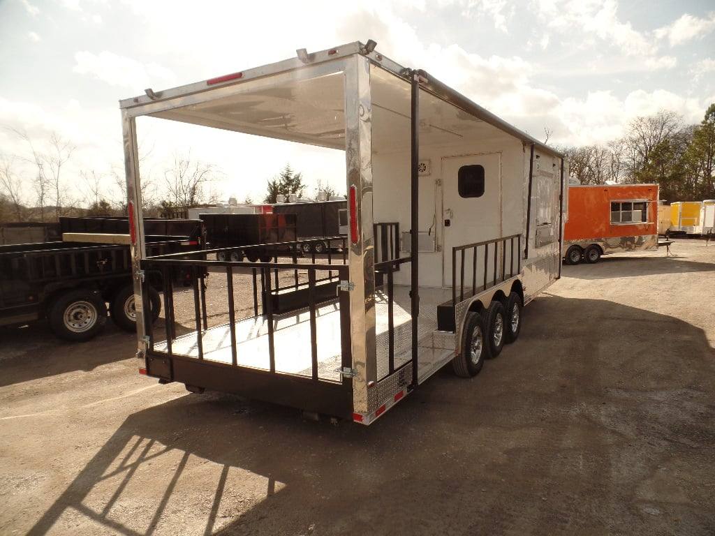 952-8.5-x-34-goose-neck-white-bbq-concession-food-trailer-29.jpg 8.5' x 34' Goose-neck White BBQ Concession Food Trailer