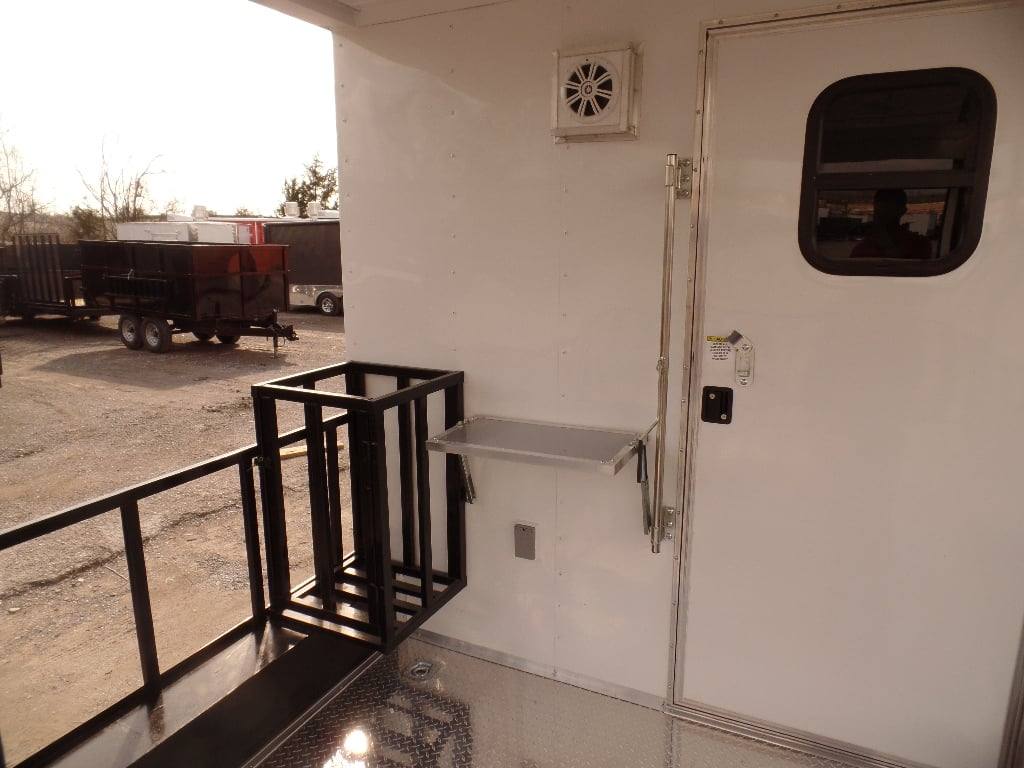 952-8.5-x-34-goose-neck-white-bbq-concession-food-trailer-31.jpg 8.5' x 34' Goose-neck White BBQ Concession Food Trailer