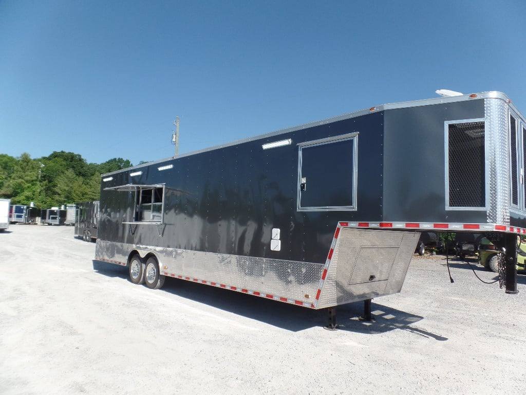 962-8.5-x-36-gooseneck-charcoal-grey-concession-food-trailer-with-appliances-1.jpg 8.5' x 36' Gooseneck Charcoal Grey Concession Food Trailer With Appliances