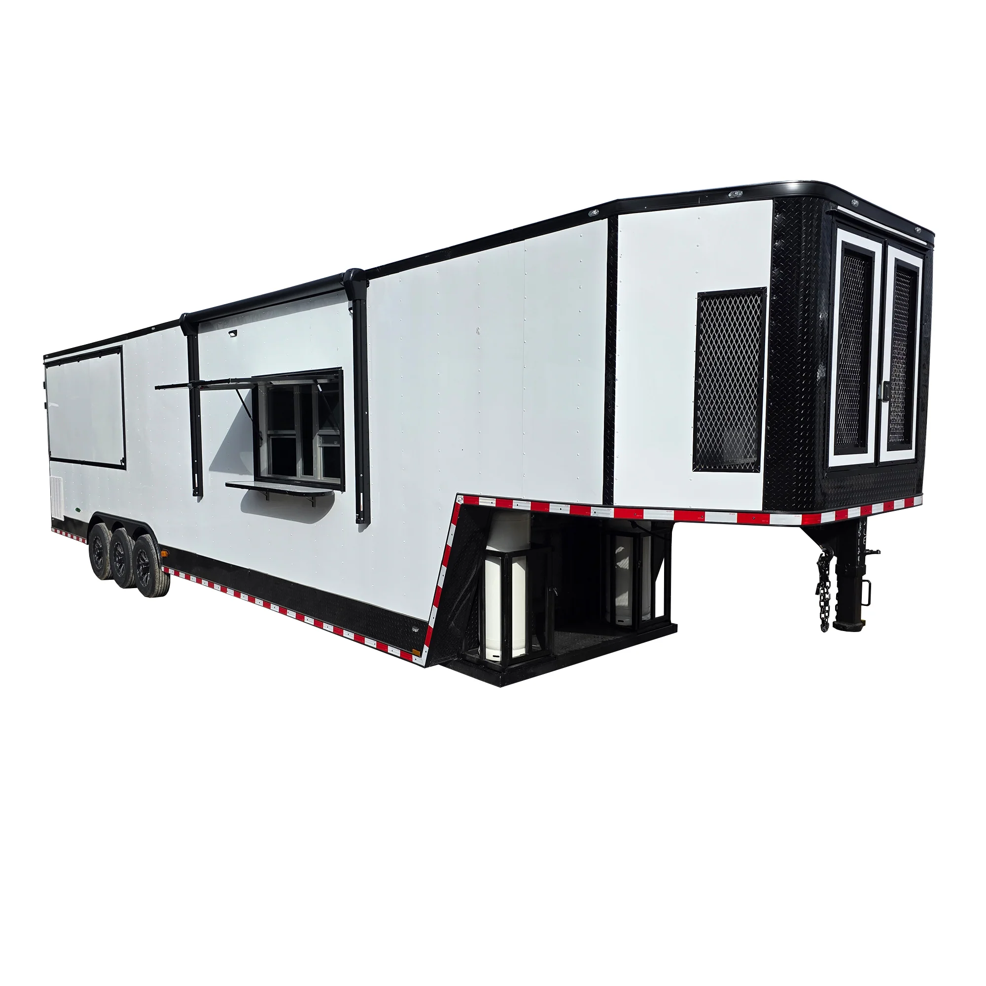 967-8.5-x-40-gooseneck-white-with-blackout-concession-trailer-food-event-catering-1.webp 8.5' X 40' Gooseneck White With Blackout Concession Trailer Food Event Catering