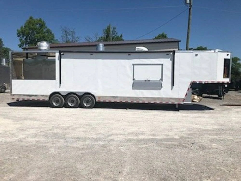 971-8.5-x-40-white-bbq-gooseneck-concession-food-trailer-11.webp 8.5' x 40' White BBQ Gooseneck Concession Food Trailer