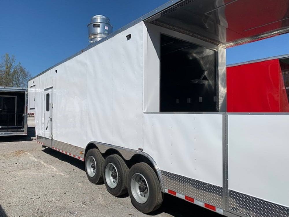 971-8.5-x-40-white-bbq-gooseneck-concession-food-trailer-3.jpg 8.5' x 40' White BBQ Gooseneck Concession Food Trailer