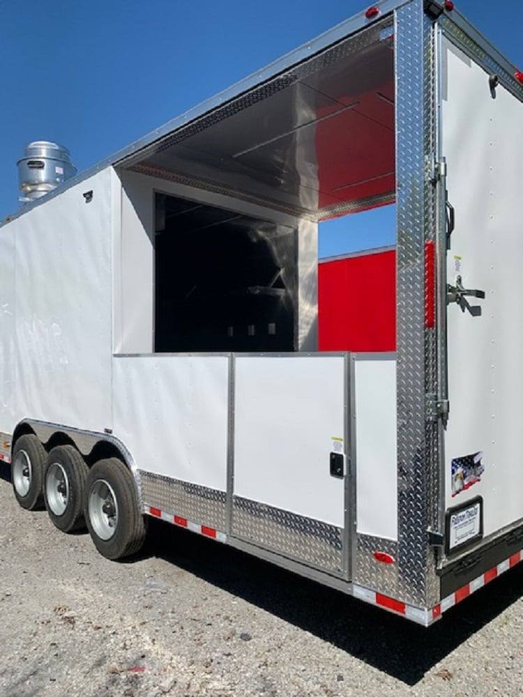971-8.5-x-40-white-bbq-gooseneck-concession-food-trailer-5.jpg 8.5' x 40' White BBQ Gooseneck Concession Food Trailer