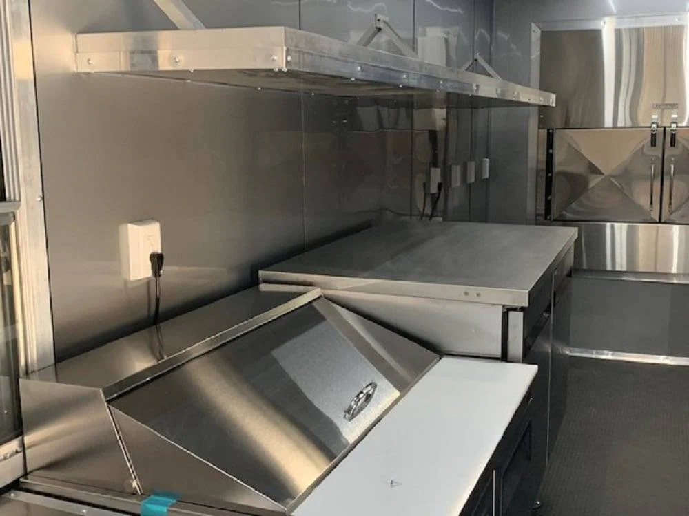 972-8.5-x-40-white-bbq-gooseneck-concession-food-trailer-with-appliances-15.webp 8.5' x 40' White BBQ Gooseneck Concession Food Trailer with Appliances