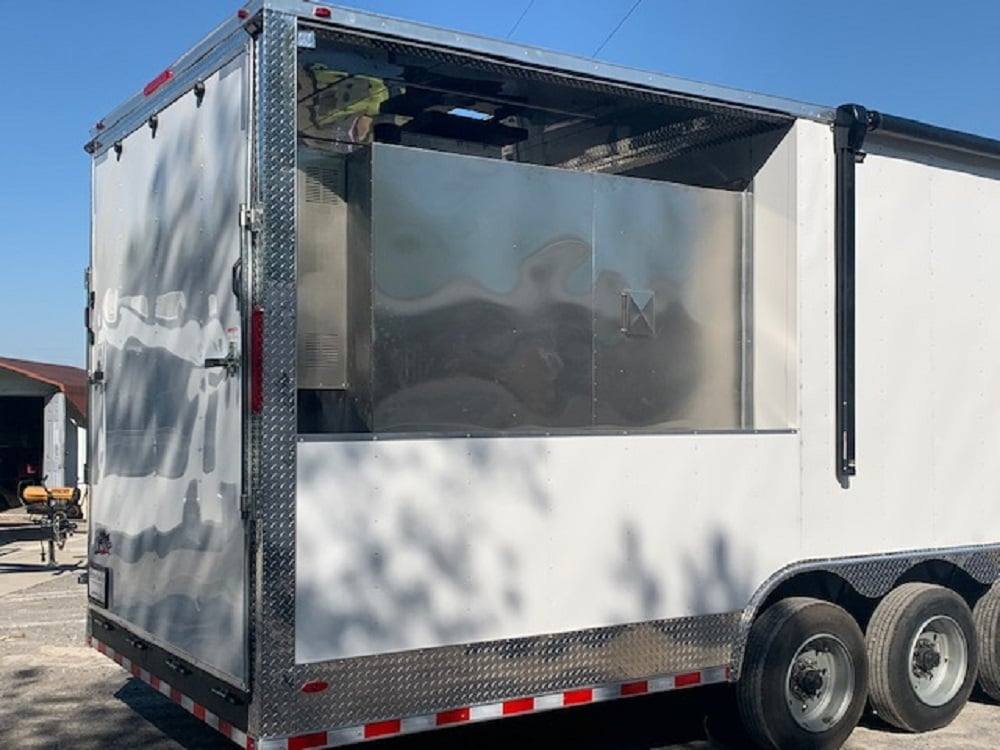 972-8.5-x-40-white-bbq-gooseneck-concession-food-trailer-with-appliances-18.jpg 8.5' x 40' White BBQ Gooseneck Concession Food Trailer with Appliances