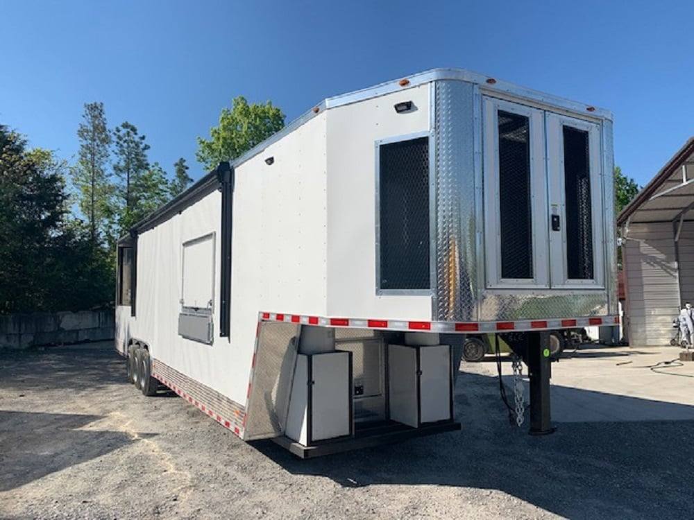 972-8.5-x-40-white-bbq-gooseneck-concession-food-trailer-with-appliances-22.jpg 8.5' x 40' White BBQ Gooseneck Concession Food Trailer with Appliances