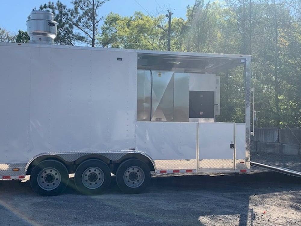 972-8.5-x-40-white-bbq-gooseneck-concession-food-trailer-with-appliances-6.jpg 8.5' x 40' White BBQ Gooseneck Concession Food Trailer with Appliances