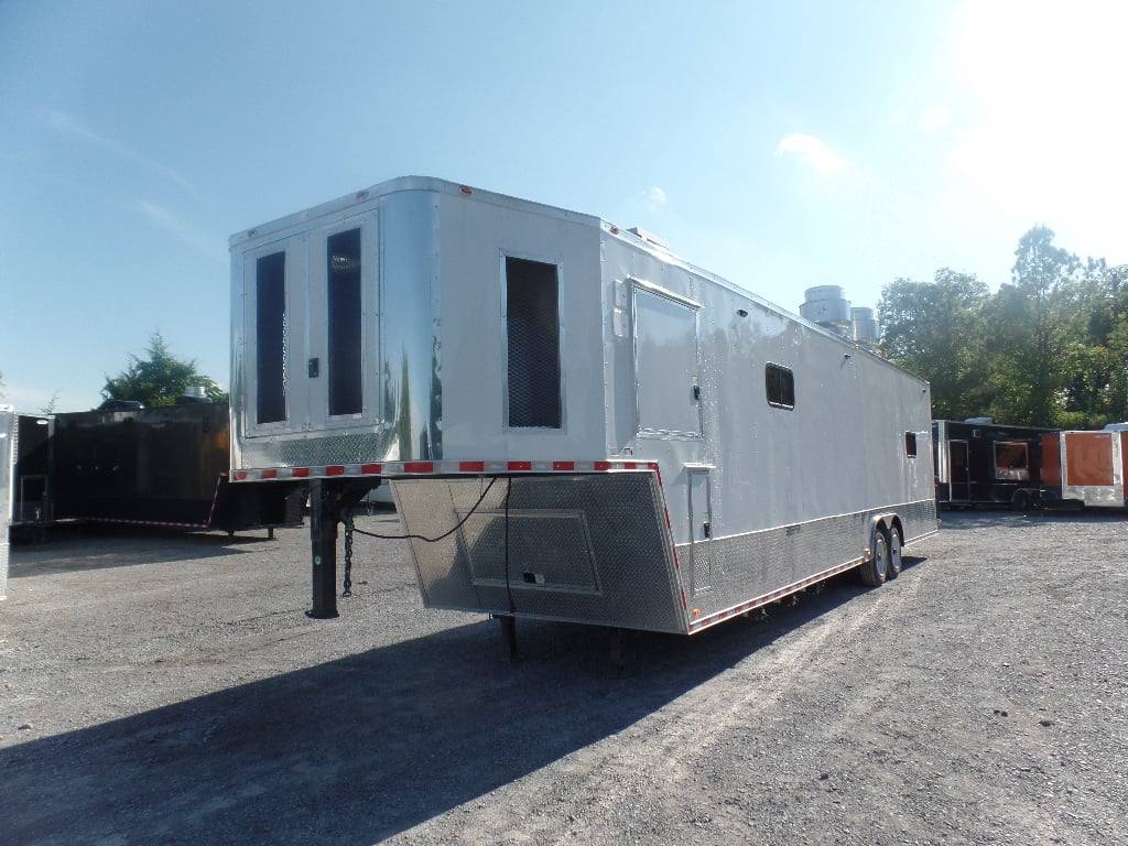 973-8.5-x-40-white-goose-neck-event-concession-food-trailer-with-appliances-18.jpg 8.5' x 40' White Goose Neck Event Concession Food Trailer With Appliances