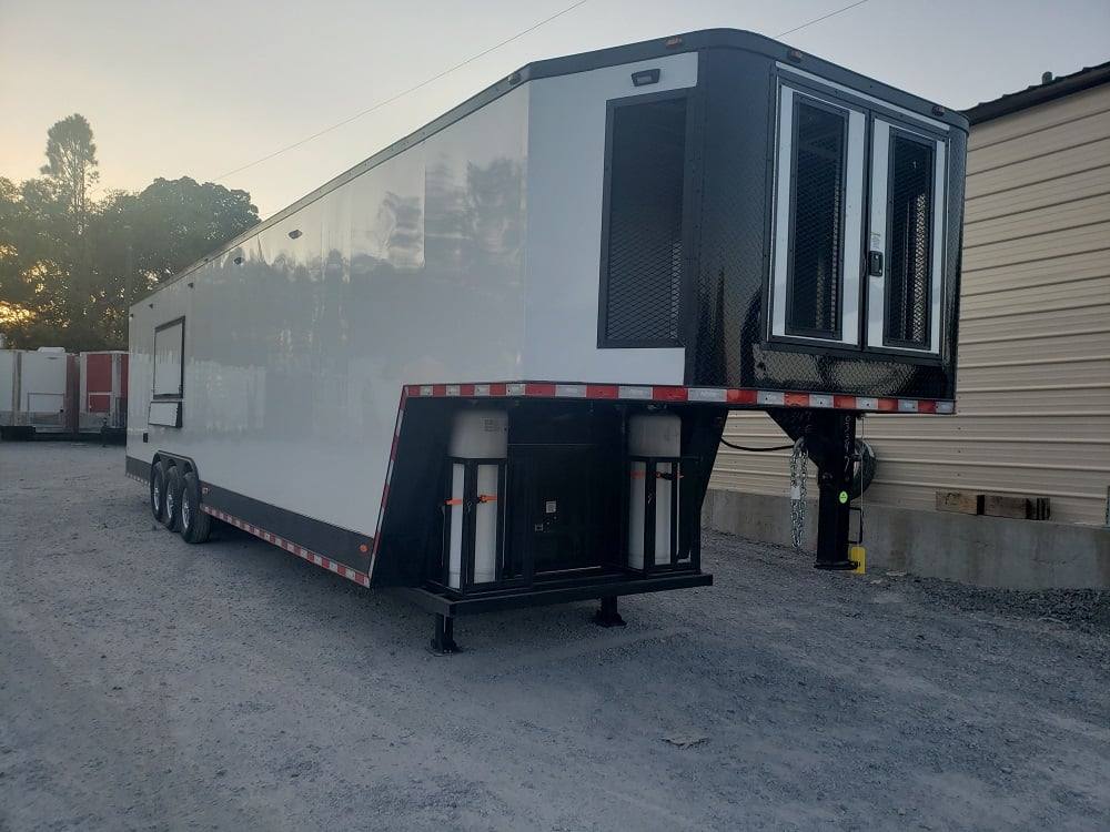 976-8.5-x-40-white-gooseneck-concession-food-trailer-with-appliances-1.jpg 8.5' x 40' White Gooseneck Concession Food Trailer With Appliances