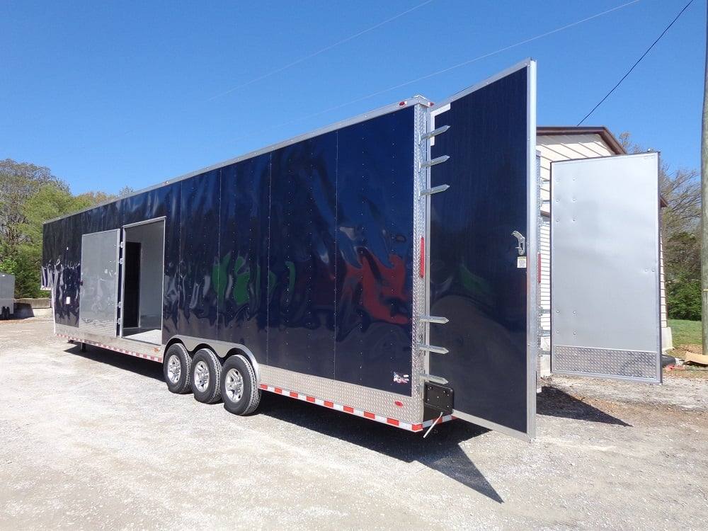 983-8.5-x-45-indigo-blue-enclosed-gooseneck-event-trailer-3.jpg 8.5' x 45' Indigo Blue Enclosed Gooseneck Event Trailer