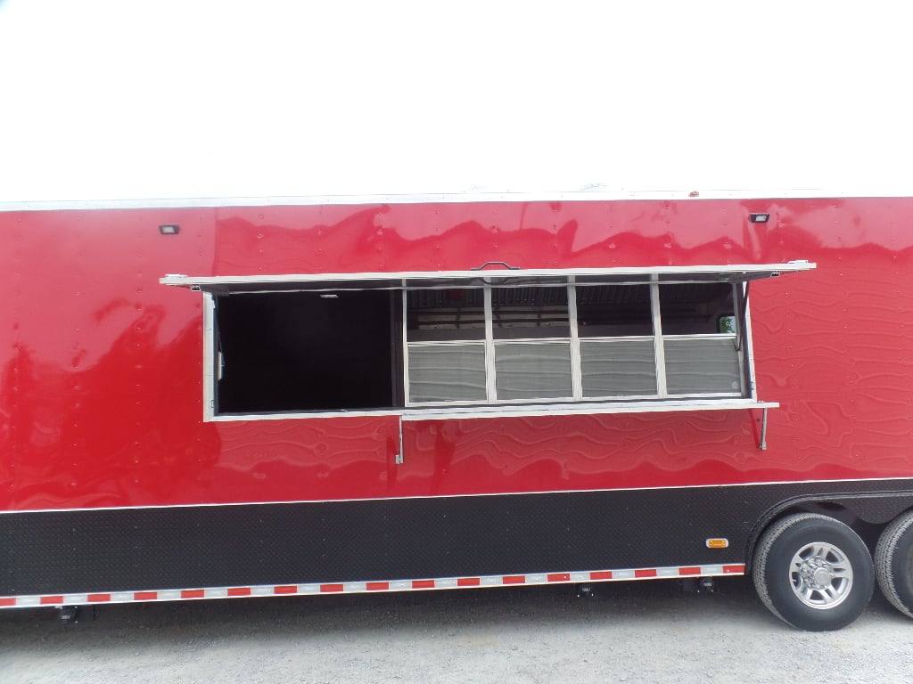 984-8.5-x-45-red-gooseneck-concession-bbq-food-trailer-12.jpg 8.5' x 45' Red Gooseneck Concession BBQ Food Trailer
