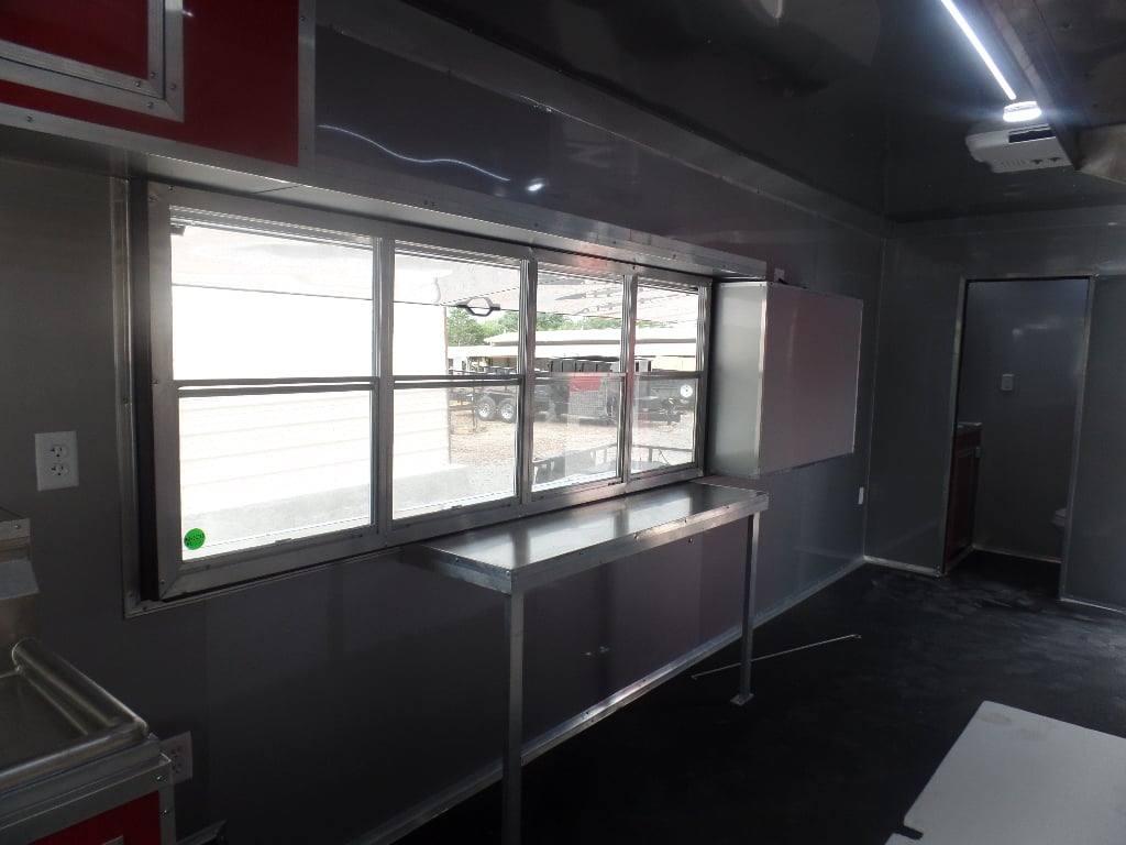 984-8.5-x-45-red-gooseneck-concession-bbq-food-trailer-13.jpg 8.5' x 45' Red Gooseneck Concession BBQ Food Trailer