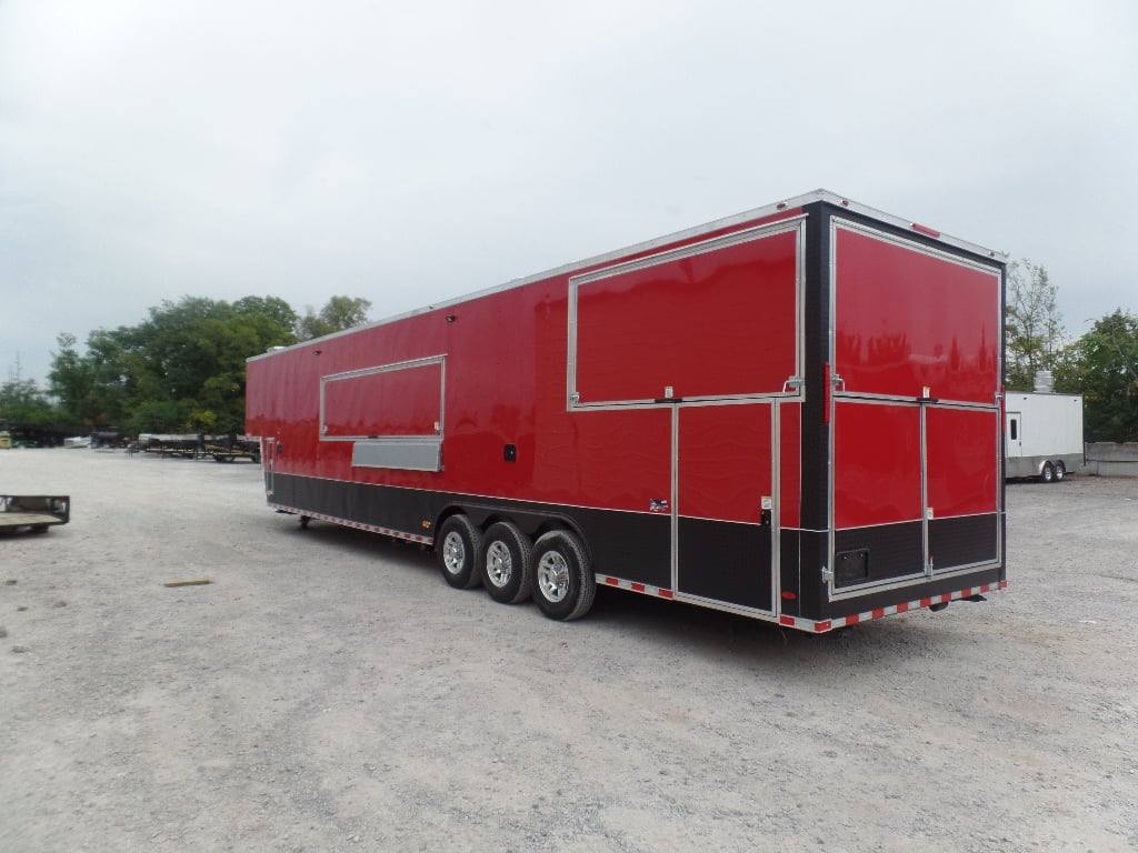 984-8.5-x-45-red-gooseneck-concession-bbq-food-trailer-14.jpg 8.5' x 45' Red Gooseneck Concession BBQ Food Trailer