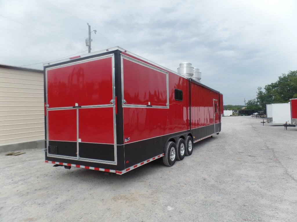 984-8.5-x-45-red-gooseneck-concession-bbq-food-trailer-21.jpg 8.5' x 45' Red Gooseneck Concession BBQ Food Trailer