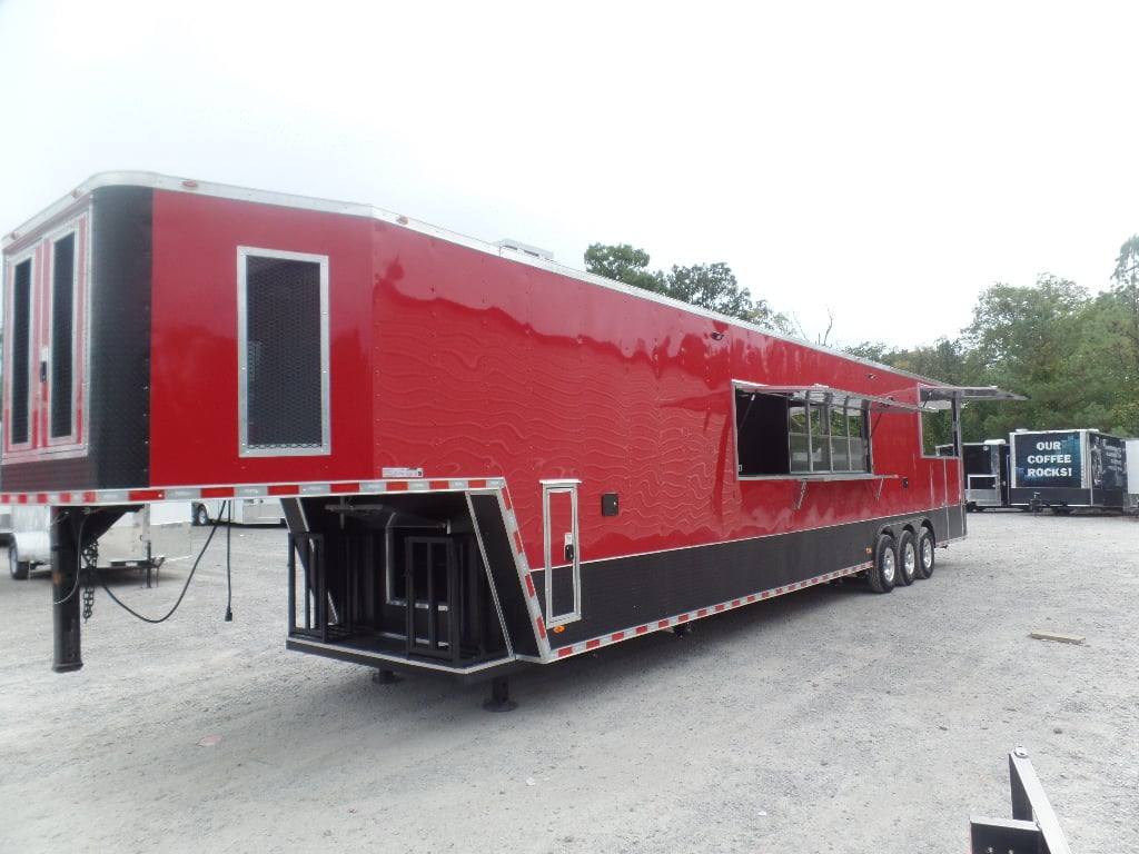 984-8.5-x-45-red-gooseneck-concession-bbq-food-trailer-22.jpg 8.5' x 45' Red Gooseneck Concession BBQ Food Trailer
