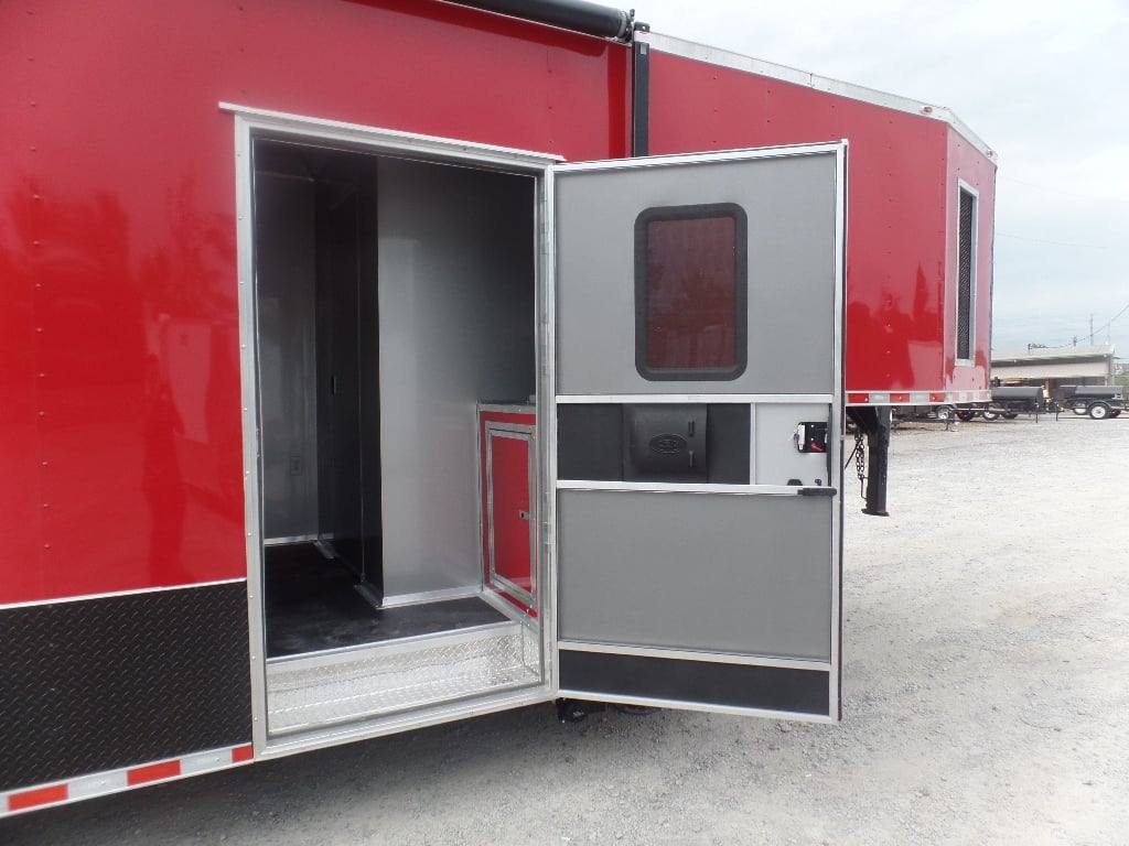 984-8.5-x-45-red-gooseneck-concession-bbq-food-trailer-29.jpg 8.5' x 45' Red Gooseneck Concession BBQ Food Trailer